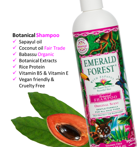 Emerald Forest Original Scent Botanical Shampoo with Sapayul, Sulfate Free, Organic, Fair Trade ingredients.