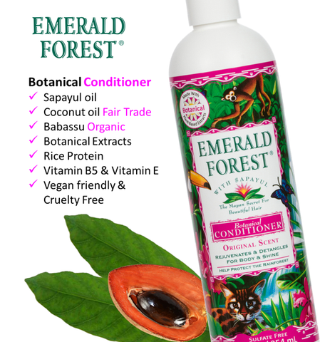 Emerald Forest Original Scent Botanical Conditioner with Sapayul, Sulfate Free, Organic, Fair Trade ingredients.