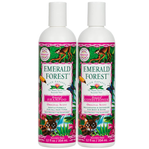 Emerald Forest Original Scent Botanical Shampoo and Conditioner with Sapayul, Sulfate Free, Organic, Fair Trade ingredients.