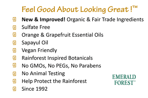 Emerald Forest Botanical Shampoo, Citrus Blossom. Sulfate Free Shampoo, Organic, Fair Trade ingredients.