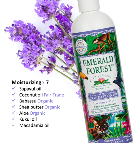 Emerald Forest Moisturizing Conditioner, Sulfate Free, Silicone Free, Cruelty Free & Vegan Friendly Conditioner, Organic, Fair Trade ingredients, Sapayul, Coconut, Babassu, Shea, Aloe, Kukui, Macadamia.