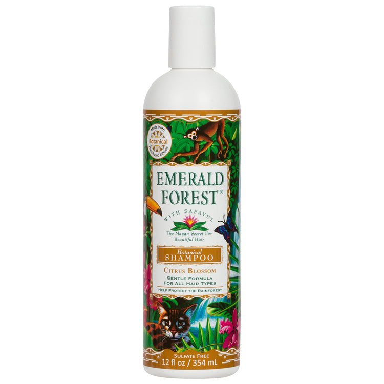 Emerald Forest Botanical Shampoo with Sapayul, Citrus Blossom shampoo. Sulfate Free Shampoo, Organic, Fair Trade ingredients, Vegan friendly & Cruelty Free shampoo